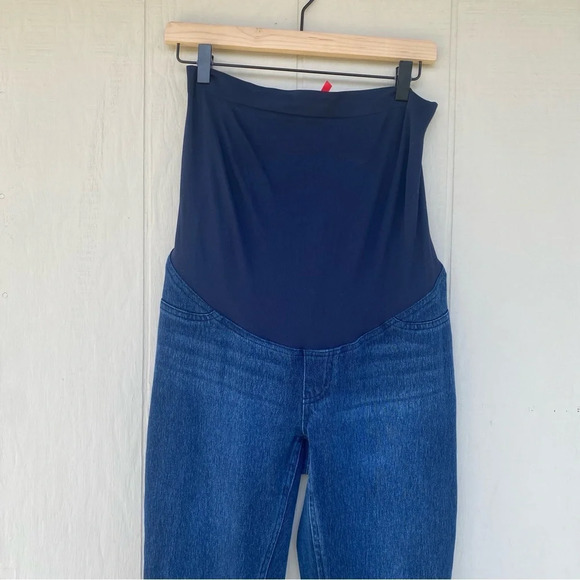 Spanx Maternity Mama Ankle Jeanish Legging Jean Womens SZ L Blue Over the Bump - Picture 5 of 13